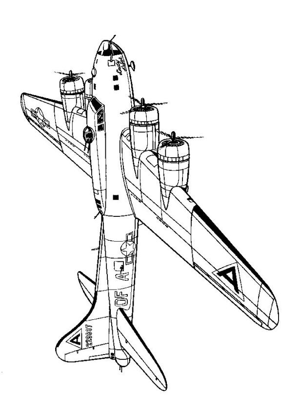 Kids-n-fun.com | Coloring page WWII Aircrafts Boeing F17B Fortress 1942